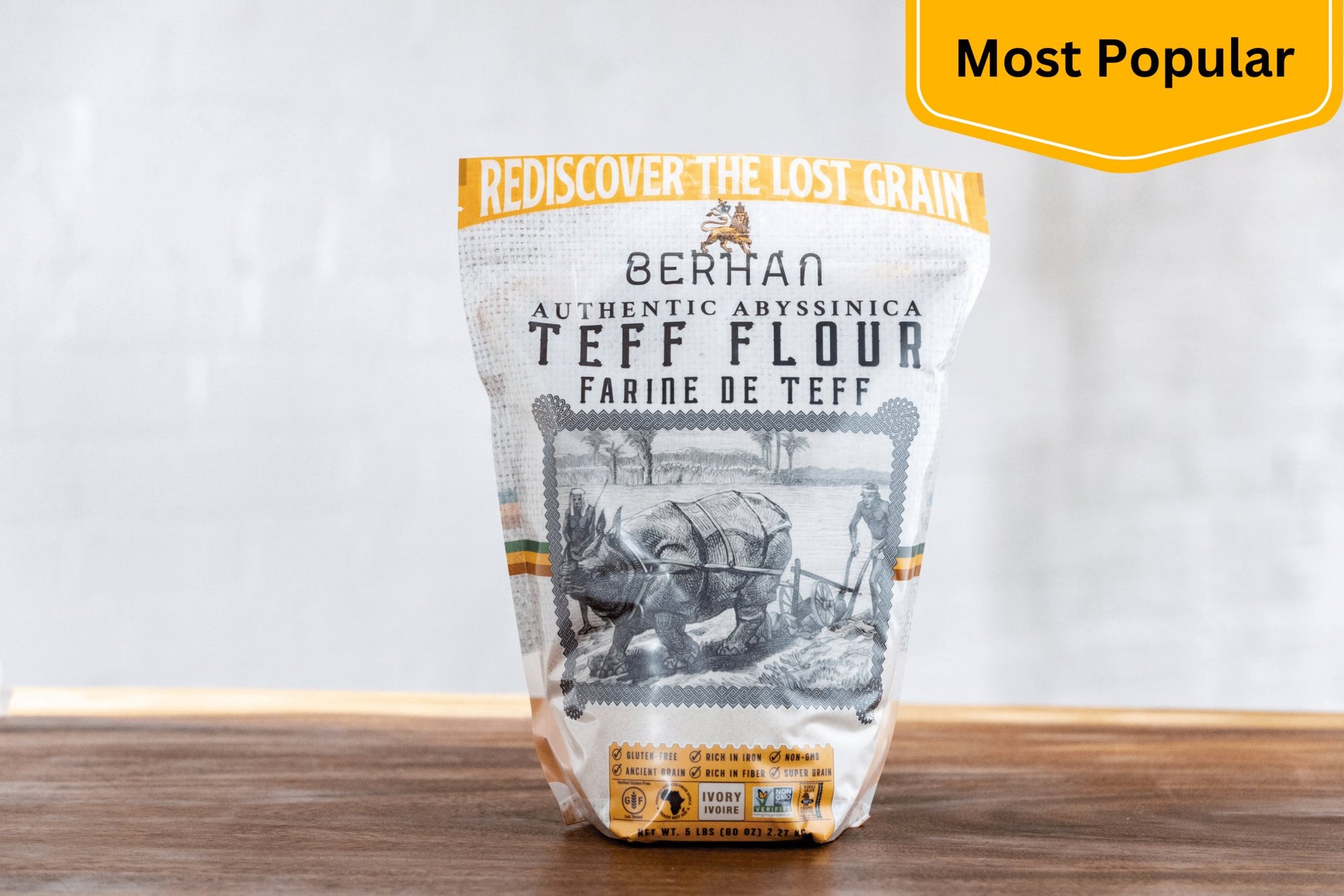 5 lb Ivory Teff Flour | Naturally Gluten-Free | Whole Grain | Fibre Rich | Iron Rich | High Protein - Berhan Teff