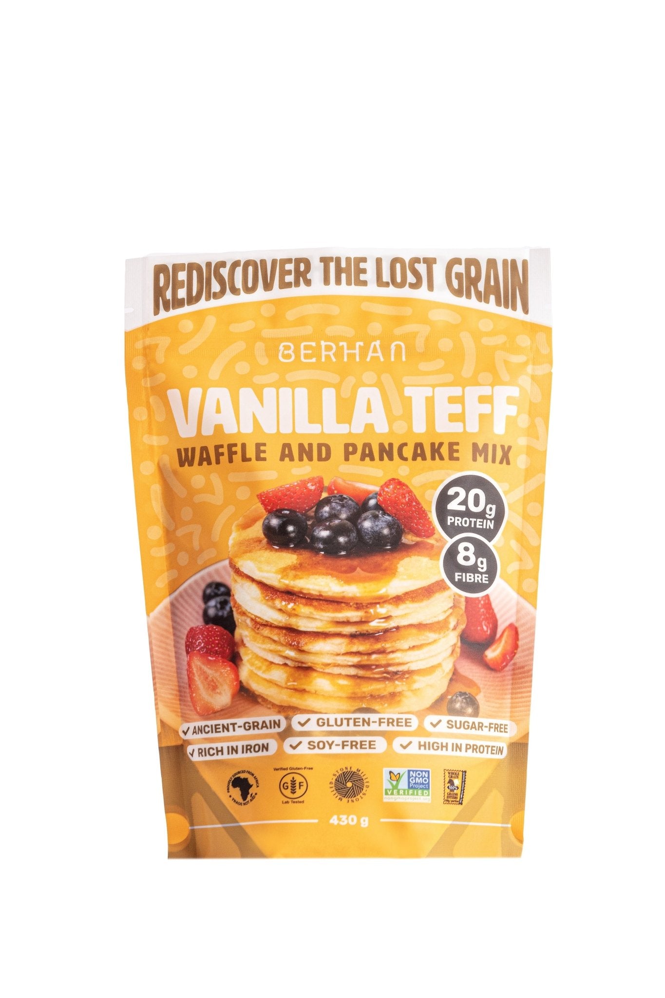 High Protein Vanilla Teff Waffle and Pancake Mix | Naturally Gluten-Free | Iron Rich | Fiber Rich - Berhan Teff
